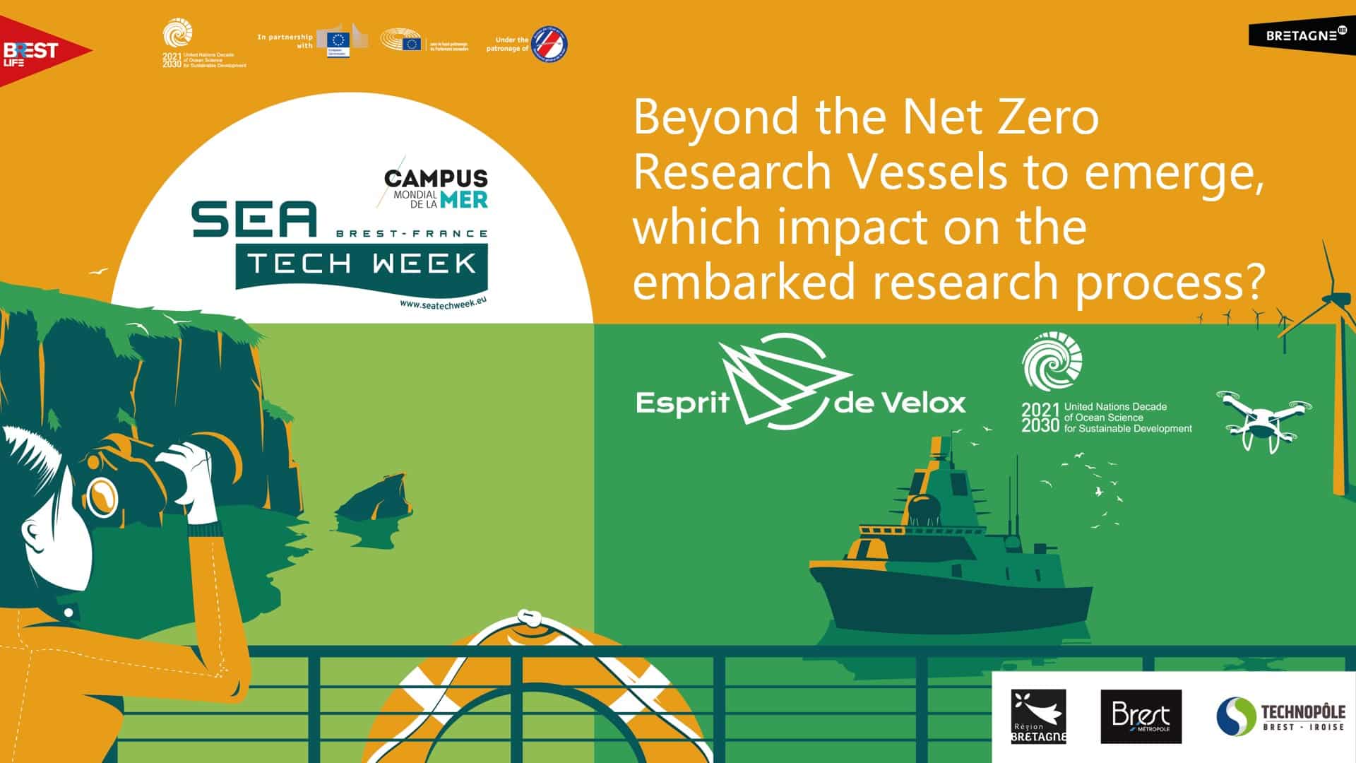 Esprit de Velox SeaTechWeek de Brest 2024 Atelier "Au-delà des navires de recherche Net Zero : Quel impact sur le processus de recherche embarqué ?"